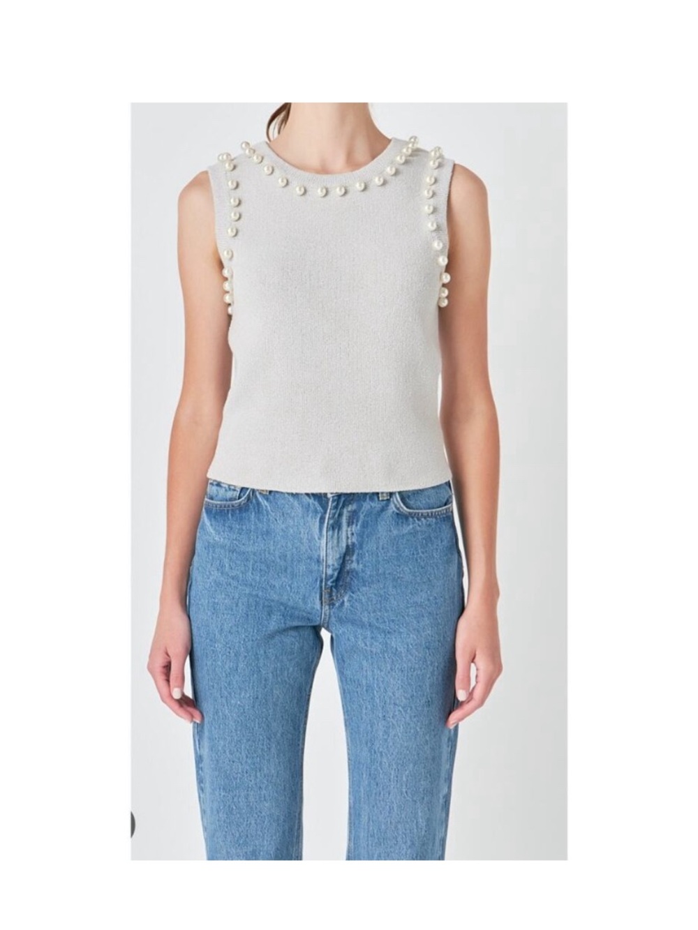 Anthropology endless rose pearl trim sweater vest